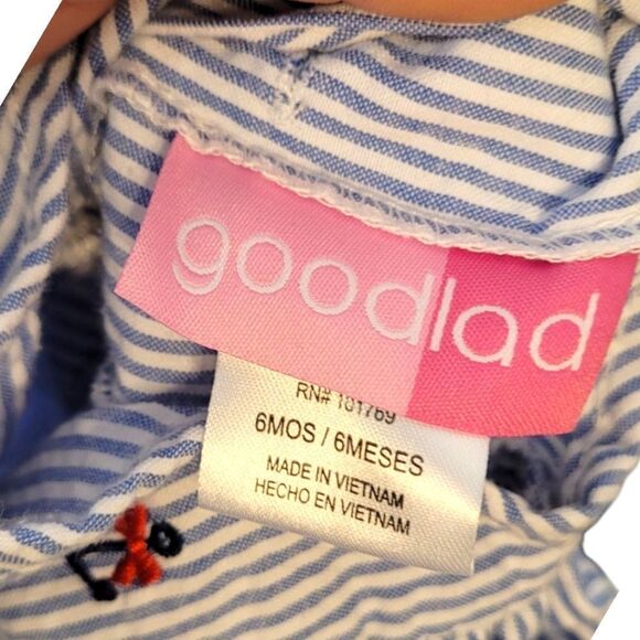 Good Lad Nautical Light Blue Seersucker Romper With Lobsters Size 6 Months - Picture 3 of 6